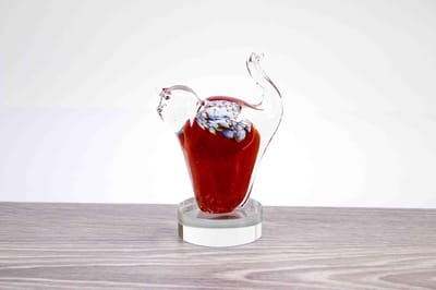 Mini Urn Rode Kat van Mondgeblazen Loranto Glas