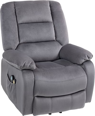 Massagestoel - Relaxfauteuil - Zetel - Sta op stoel elektrisch - Stof - 1 persoons - Met armleuning - Zeer comfortabel - Elektrisch - Donkergrijs