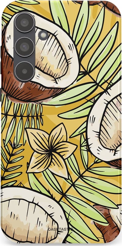 Casetastic Hoesje Geschikt voor Samsung A55 - Stijlvolle Beschermende Duo-layer Case - Zonnige Kokos Stijl