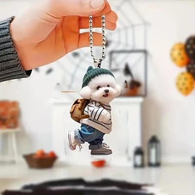 Autohanger Hangend Ornament Met Ketting Realistische Dierlijke Katvormige Achteruitkijkspiegel Hangende Decoratie Auto Interieur Accessoires