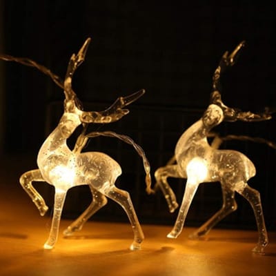 Lichtketting 1,5 m met 10 LEDs - Warmwit Rendier Voor Binnen en Buiten - Ideale Kerstdecoratie en Party Verlichting