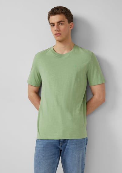 s.Oliver - male - T-shirt in vlamgarenstructuur met logodetail