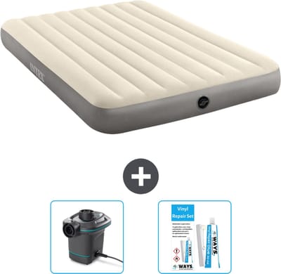 Intex Luchtbed - 2-Persoons - 152 x 203 x 25 cm - Beige - Inclusief Pomp en Reparatieset
