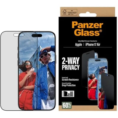 PanzerGlass Screenprotector geschikt voor Apple iPhone Air Glazen | PanzerGlass Ultra-Wide Fit Privacy Screenprotector Privacy - Case Friendly - Zwart