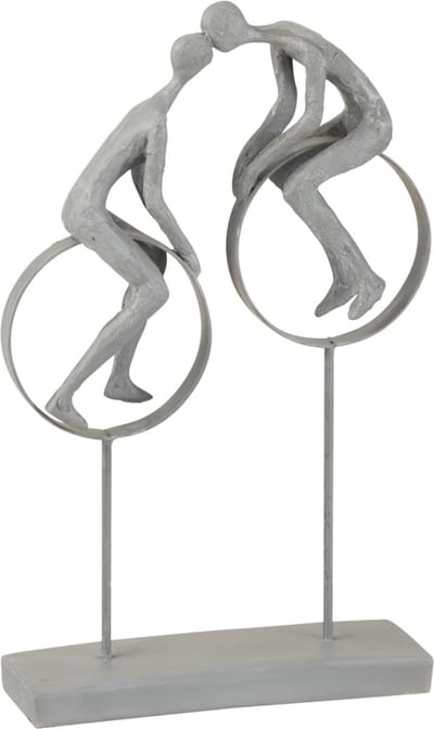 J-Line decoratie Koppel Op Cirkels - polyresin - grijs