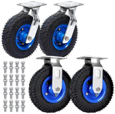 Industriële Zwenkwielen - Transportwielen Rubber - Materiaal Verplaatsen - Dubbele Kogellagers - 6-10 inch - Zwart
