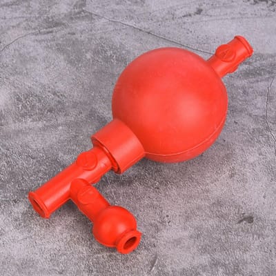 Dailygoods- Pipetbal Rood - Laboratorium Zuigbal - 3 Openingen - Tot 100 Ml - Hoogwaardig Rubber - Corrosiebestendig
