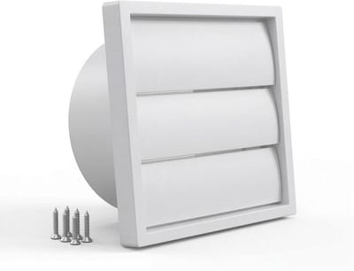 Ventilatierooster Afsluitbaar - Afzuigklep Insectennet - Luchtstroom Reguleren - Met Insectenhor - 100 mm Diameter - Wit