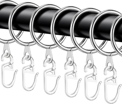 *** 40 Zilveren metalen gordijnringen, hangers en haken voor een stijlvolle touch aan je beddengoed, douchegordijn en raamdecoratie (30 mm binnendiameter) van Heble® ***