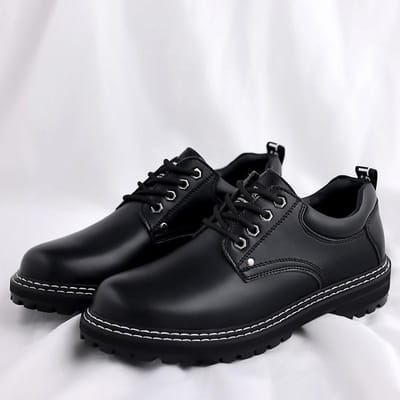 Lente Nieuwe Herenschoenen Zwart Lage Top Martin Schoenen Casual Werkschoenen Britse Leren Schoenen Ronde Neus Leren Schoenen 43 zwart