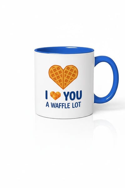 Mok 'I Love You A Waffle Lot' | Grappige Hartjes Wafel | Uniek Liefdescadeau