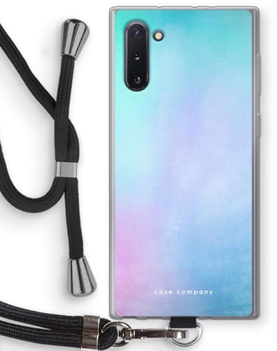 Hoesje met koord geschikt voor Samsung Galaxy Note 10 hoesje met Koord - Mist pastel - Telefoonhoesje met Zwart Koord - Bescherming aan alle Kanten en Over de Schermrand