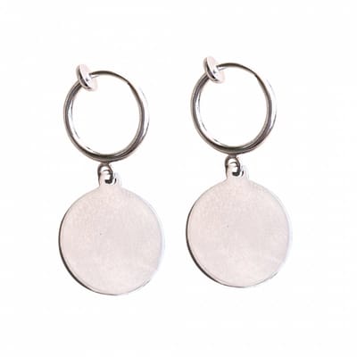 Klem oorbellen gladde zilverkleur munt 1.5 cm