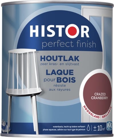 Histor Perfect Finish Houtlak Hoogglans - Krasvast & Slijtvast - Dekkend - 0.75L - Crazed Cranberry - Rood