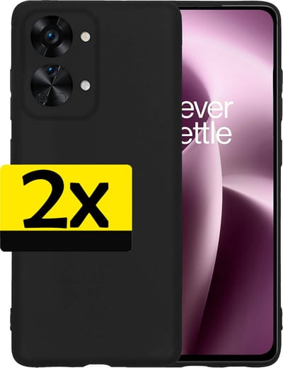 Hoesje - 2 Stuks - Geschikt voor OnePlus Nord 2T - Sterk & Shockproof - Case Siliconen - Back Cover - Telefoon Hoes - Telefoonhoesjes - Zwart