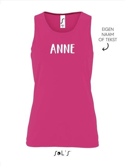 Dames sportshirt / hemd bedrukt met eigen tekst of naam