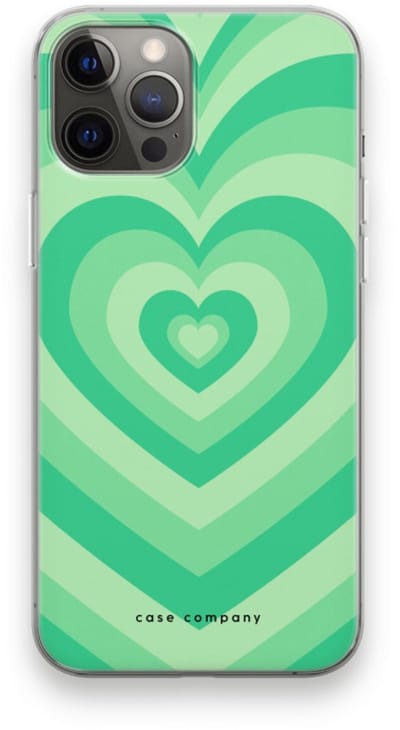 Case Company® - Hoesje geschikt voor iPhone 12 Pro Max hoesje - Hart Groen - Soft Cover Telefoonhoesje - Bescherming aan alle Kanten en Schermrand