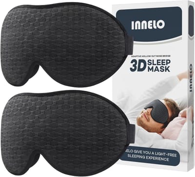 SnelShoppen - Sleep Mask voor Volwassenen, 2-Pack, Comfortabel Ademend Oogmasker met Diepe Oogkuilen en Verhoogde Neussteunen, 100% Lichtdicht, Zwart/