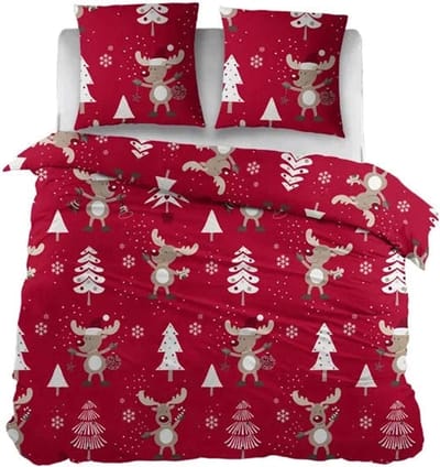 Sleepnight Dekbedovertrek Flanel Felicia - 140 x 200/220 cm + 1 kussensloop - [Rood]