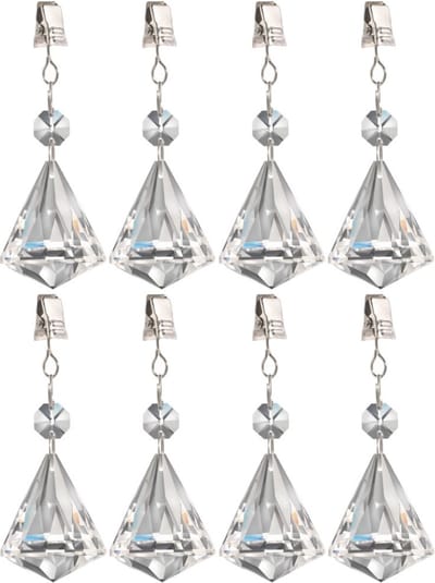 Patifix Tafelkleedgewichtjes kristallen - 8x - diamant vorm - glas - tafelkleed hangers