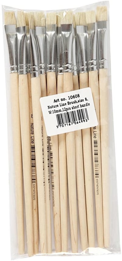 Nature Line kwasten, L: 18,5 cm, B: 10 mm, plat, 12 stuk/ 1 doos
