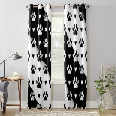 Schattige Poot Raamgordijnen Voor Woonkamer Keuken Moderne Gordijnen Huisdecoratie Jaloezieën Drapes 135W x 60H(cm) x1 white