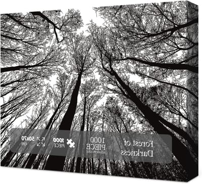Onmogelijke Puzzel - Harde Legpuzzel - Uitdagend Ontspannen - Uniek Zwart-Wit Bos Design - 50x70 cm - Bos