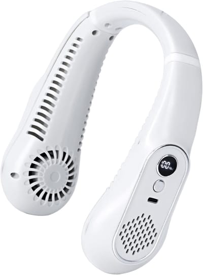 Nekventilator en Handventilator 2-in-1 - Stille Draagbare Ventilator met USB - Bladvrije Mini Ventilator - Holiday Essentials voor Reizen, Outdoor Festival, Opvliegers Comfort, Dames Make-up en Cadeau voor Haar