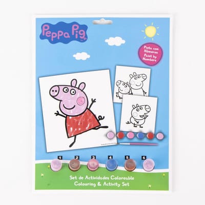 Peppa Pig Verf op Nummer Set Kinderen – Inclusief 6 Vellen, 6 Kleuren & Penseel – Schilderen op Nummer Meisjes
