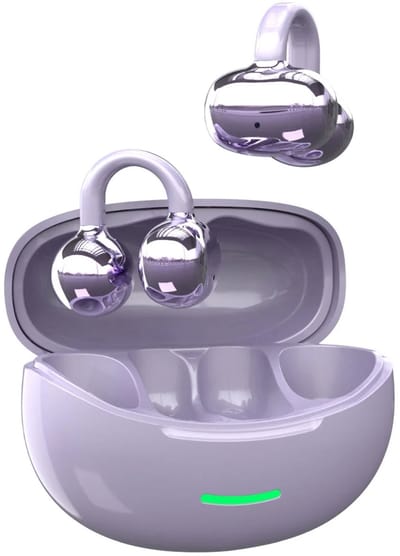 Draadloze oordopjes met Oorclip Paars - Geschikt voor Apple en Android - Bluetooth 5.4 - Draadloze oortje Bluetooth - Sport Oordopjes - Bluetooth Oordopjes - Draadloze Oordopjes - Oortjes Draadloos - In-Ear Oordopjes - Model W18