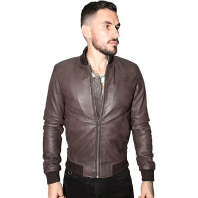 Heren retro varsity leren bomberjack-Pretoria