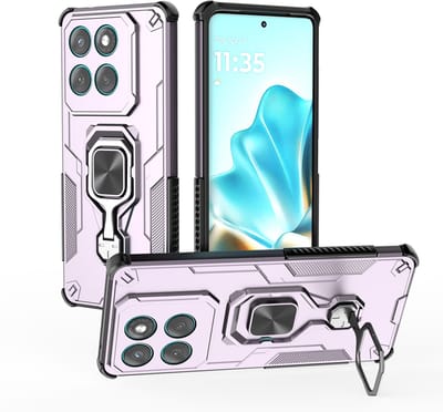 MobyDefend Hoesje - Geschikt voor Motorola Edge 60 / Motorola Edge 60 Fusion - Dubbelgelaagde Pantsercase Met Standaard - Roze