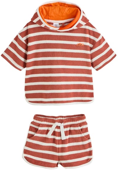Next - Jongens - Badstof top en short set - Oranje