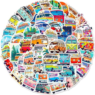 *** 50 Stickers voor Kampeerliefhebbers - Van Life - Busjes - On The Road - Laptop - Kinderen & Volwassenen - Stickervellen - Plakstickers - Decoratie - Bullet Journal - Planner Stickers - van Heble®