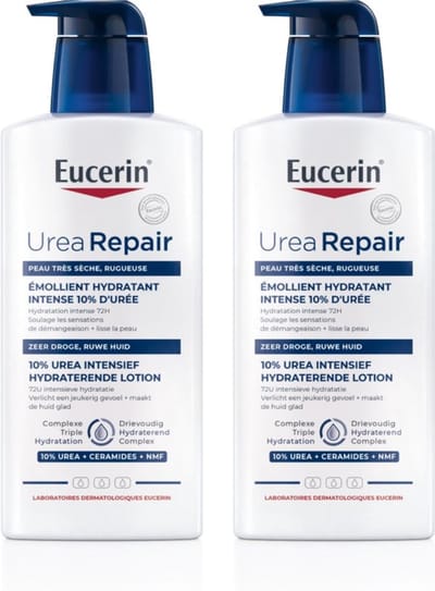 Eucerin UreaRepair Bodylotion 10% Urea - Lotion voor Zeer Droge en Ruwe Huid - 72H Hydratatie - Zonder Parfum - 400ml - Voordeelverpakking - Bundel van 2