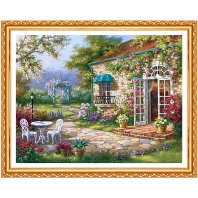 DIY diamant borduurwerk belichaming van de tuin een bloemenwinkel geborduurd kruissteek woondecoratie cadeau 20X30CM gray