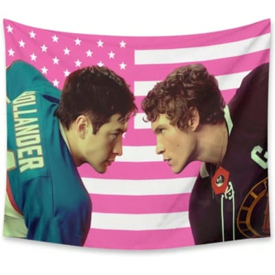 1 pièce Rivalité Hockey Drapeau de Pays Rose Tapisserie Polyester 2D Plat Accrochage Mural Pour Chambre Salon Décoration Intérieure Toutes Saisons 40X60cm