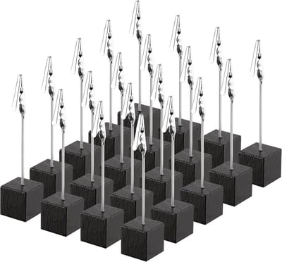 20 stuks Memo Clip Houder Standaard, Fotohouder, Memohouder, Zitkaarthouder, Postkaarthouder voor Afbeeldingen, Kaart, Notitie, Kantoorklem (Zwart)
