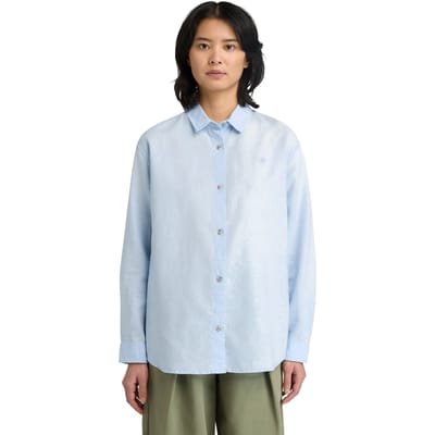 Timberland Linen Blend Long-sleeve Shirt Medium Blue Taglia: L | Maglie a manica lunga Outlet | Donna | Blu