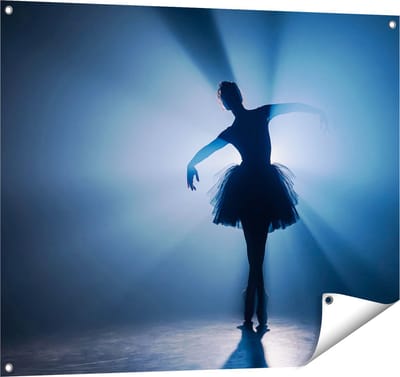 Gards Tuinposter Ballerina Silhouet - Ballet - 100x80 cm - Tuindoek - Tuindecoratie - Wanddecoratie buiten - Tuinschilderij
