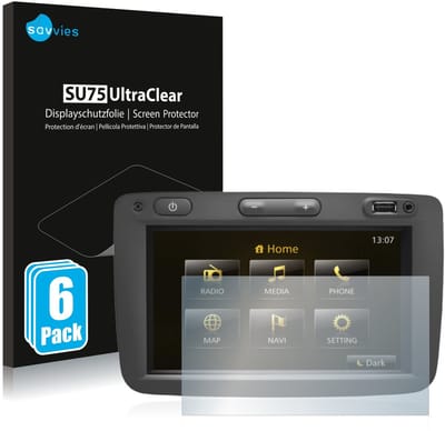 Savvies - Screenprotector voor Dacia Duster 2 2019 Infotainment System - Folie Beschermfolie transparant 6 Stuks
