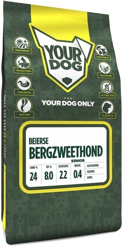 Hondenvoer Yourdog Beierse Bergzweethond Senior 3kg - Glucosamine, Buffel en Kip - Gezonde Voeding