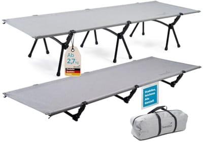 Vouwbed met Verstelbare Hoogte en Verwijderbare Poten - Lichtgewicht Campingbed tot 150 kg, 192 x 66 cm