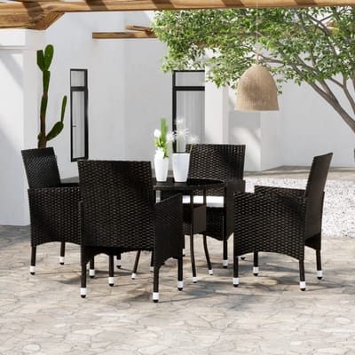 vidaXL - 5-delige - Tuinset - poly - rattan - zwart