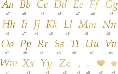 PartyDeco Letter Stickers - Goudkleurige letters en tekens - 5 vellen