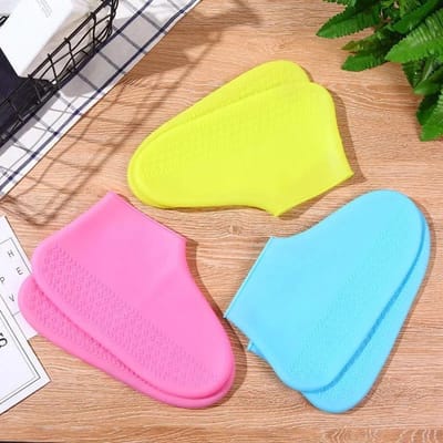Couvre-chaussures imperméables en silicone antidérapant bottes de pluie unisexe protecteur de baskets pour extérieur jour de pluie réutilisable couvre-chaussures de pluie 25CM yellow