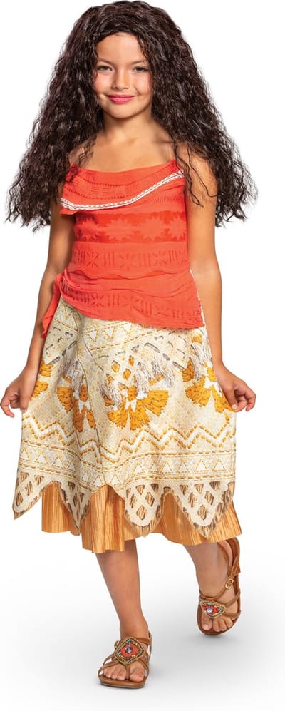 DISNEY - MOANA, Kostuum Jurk Moana/Vaiana Deluxe, Maat M (7-8 jaar), Meisjes