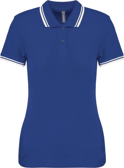 Kariban Gestreepte damespolo korte mouwen K273 - Royal Blue / White - L
