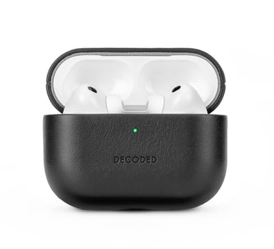 DECODED Leren Hoesje voor AirPods Pro 3 - Airpods Pro 3 Case - Premium ECCO-leer - Geschikt voor Magsafe - Draadloos Oplaadbaar - Indicatie Lampje - Krasbestendig - Zwart