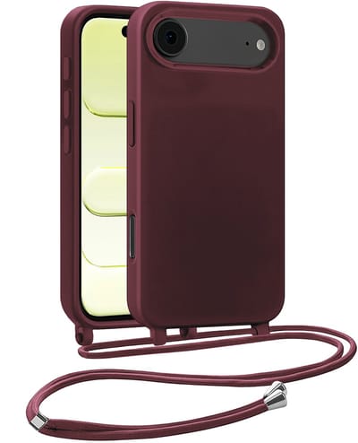 Hoesje Geschikt voor iPhone Air Hoesje Met Koord Siliconen Case - Hoes Geschikt voor iPhone Air Backcover Met Afneembaar Koord - Aubergine